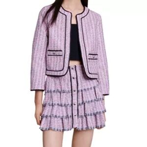 MAJE Jatri Pink Tweed Jacket & Skirt Suit Classic Workwear Party